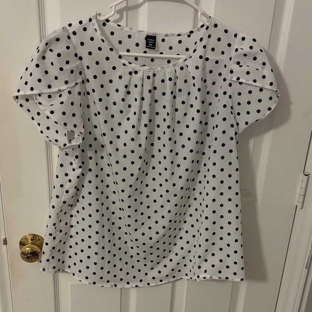 SHEIN White Blouse with Black Polka Dots